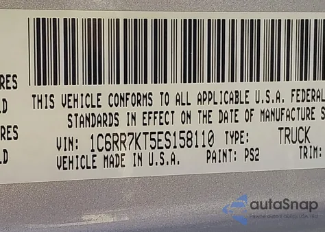2014 Ram 1500 Tradesman from USA, damaged, VIN 1C6RR7KT5ES158110